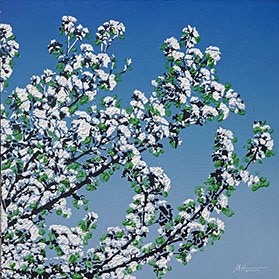 peinture au pochoir cerisier en fleur