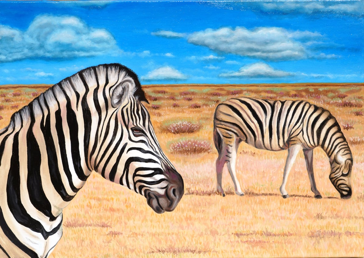 Z&egrave;bre Namibie tableau par Michel Hasson
