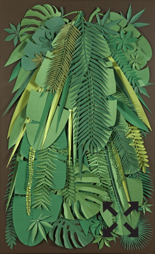 Papier d&eacute;coup&eacute; feuillage tropicale